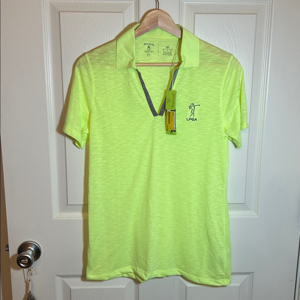 Antigua Womens Medium Yellow LPGA Desert Dry XTRA-LITE Polo Shirt New with Tags!